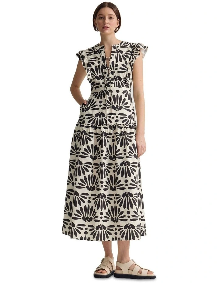 Willa Geo Print Dress in Black/Ivory image 5