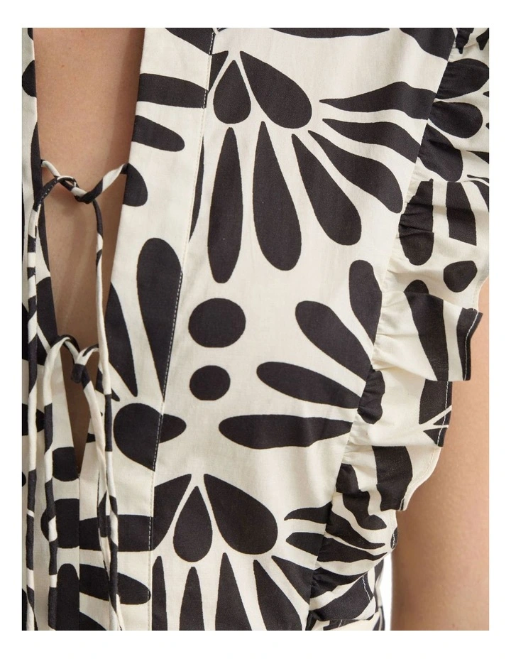 Willa Geo Print Dress in Black/Ivory image 6