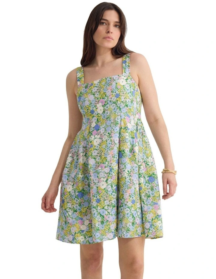 Terra Ditsy Floral Linen Dress in Lilac Multi image 5