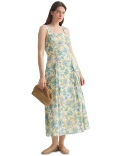 Marion Chintz Floral Dress in Blue Multi