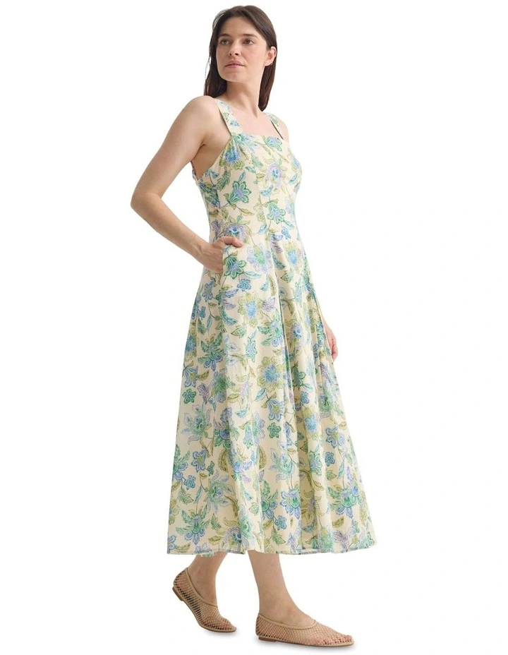 Marion Chintz Floral Dress in Blue Multi image 3