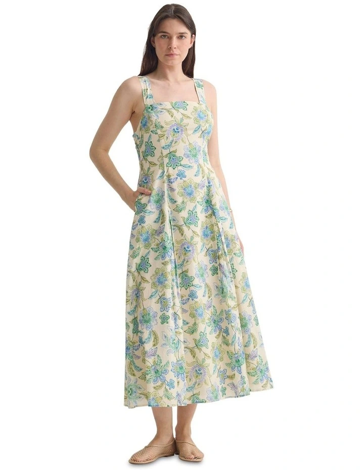 Marion Chintz Floral Dress in Blue Multi image 5