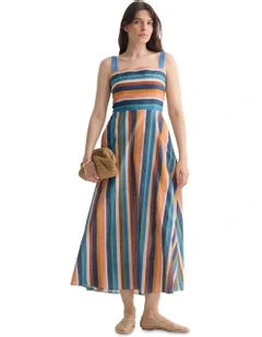 Madeira Striped Dress in Navy Multi