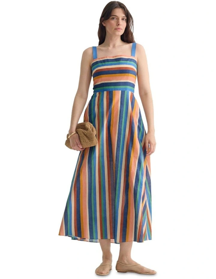 Madeira Striped Dress in Navy Multi image 1