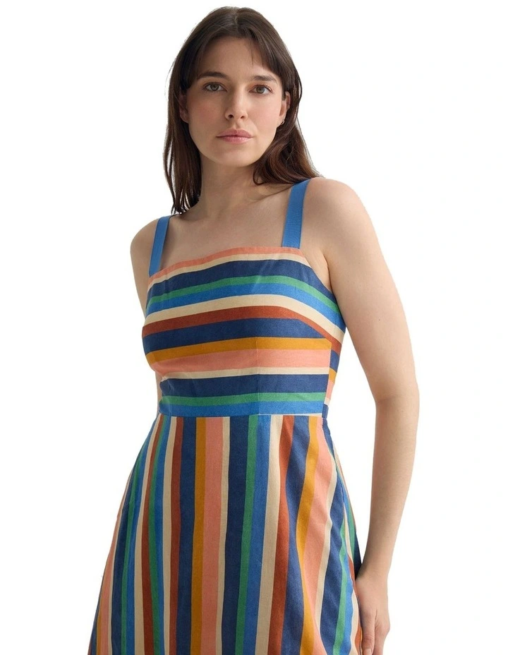 Madeira Striped Dress in Navy Multi image 4