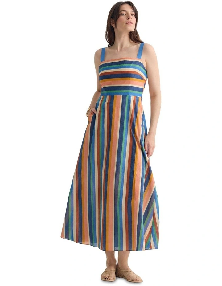 Madeira Striped Dress in Navy Multi image 5