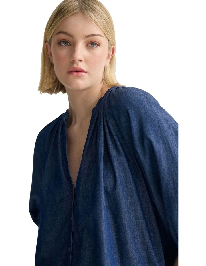 Freya Button Up Top in Denim Blue image 4