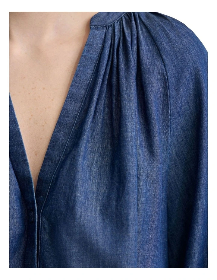 Freya Button Up Top in Denim Blue image 6