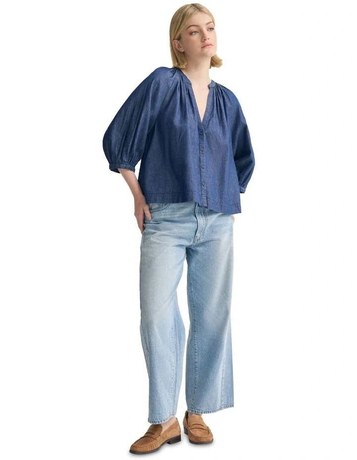 Freya Button Up Top in Denim Blue image 7