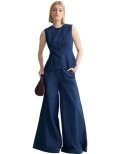Katie Waistcoat in Denim Blue