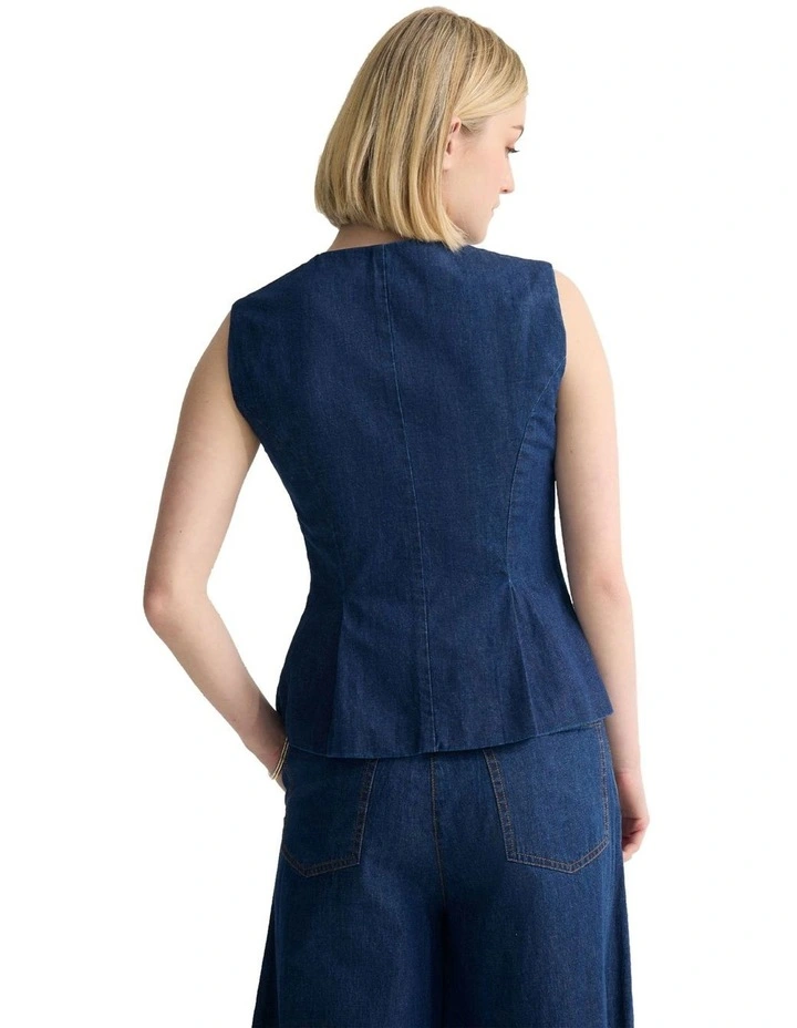 Katie Waistcoat in Denim Blue image 2