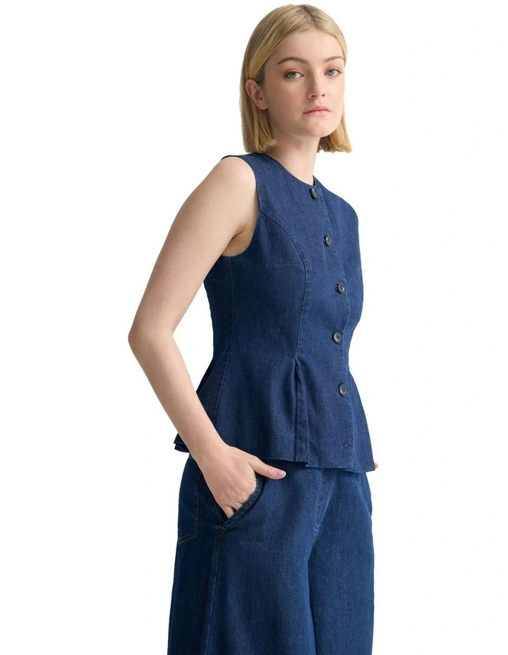 Katie Waistcoat in Denim Blue image 3