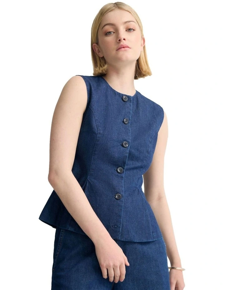 Katie Waistcoat in Denim Blue image 4