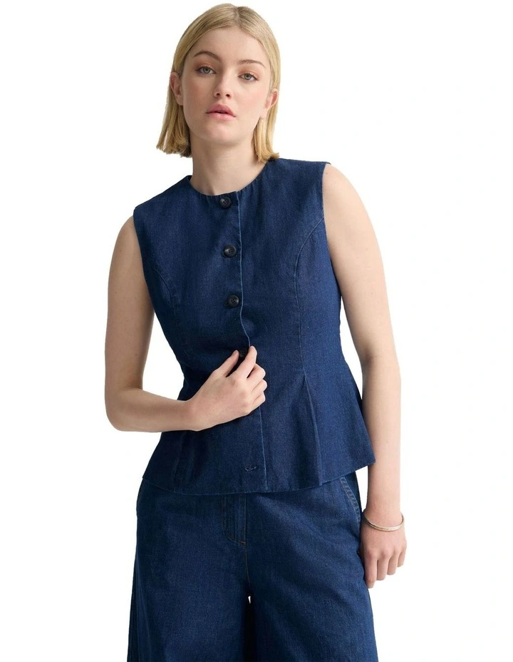 Katie Waistcoat in Denim Blue image 5