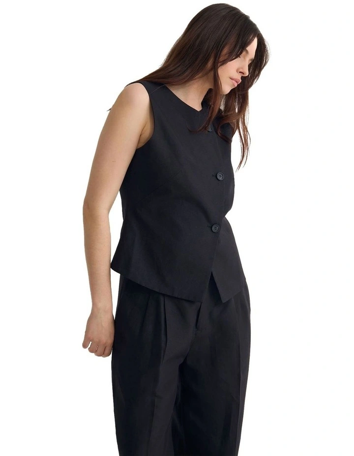 Rainy Waistcoat Top in Black image 3