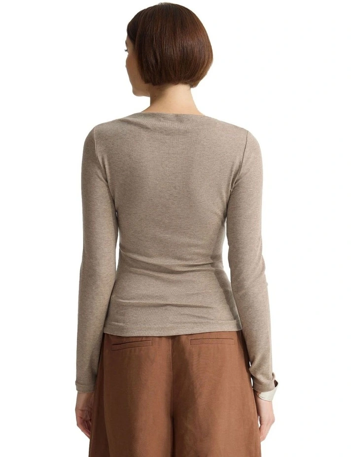 Florence Long Sleeve Top in Mocha image 2
