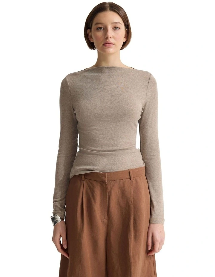 Florence Long Sleeve Top in Mocha image 5