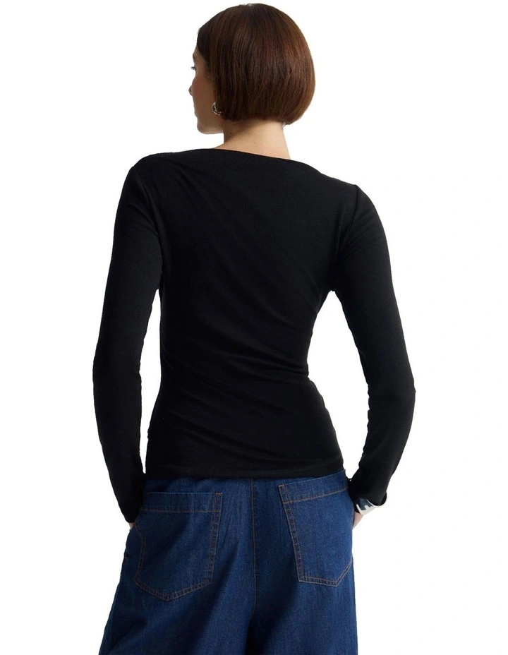 Florence Long Sleeve Top in Black image 2