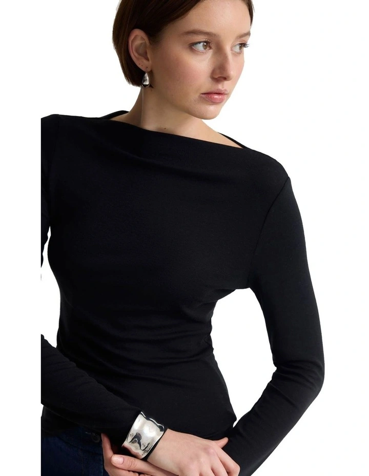 Florence Long Sleeve Top in Black image 3