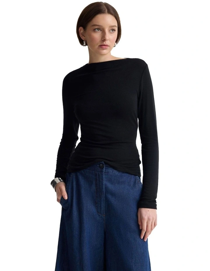 Florence Long Sleeve Top in Black image 4
