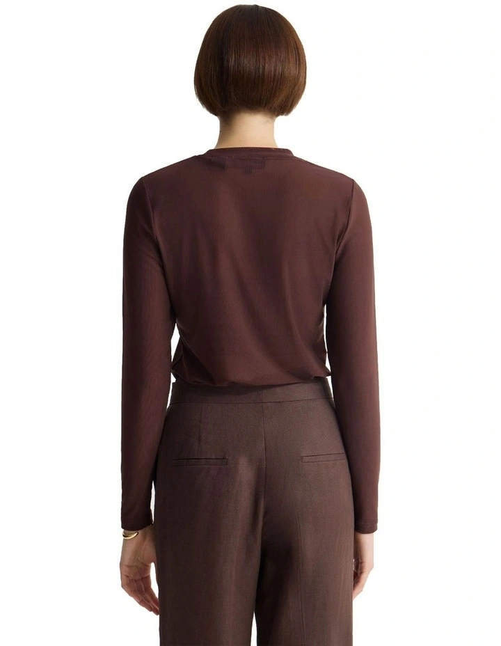 Camilla Mesh Top in Chocolate image 2
