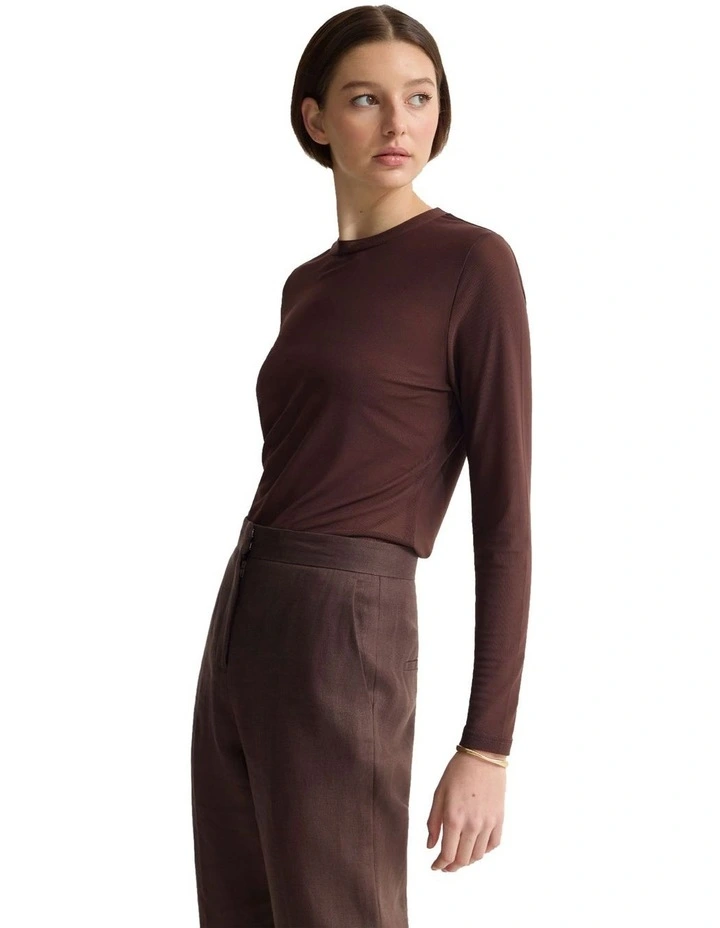 Camilla Mesh Top in Chocolate image 3