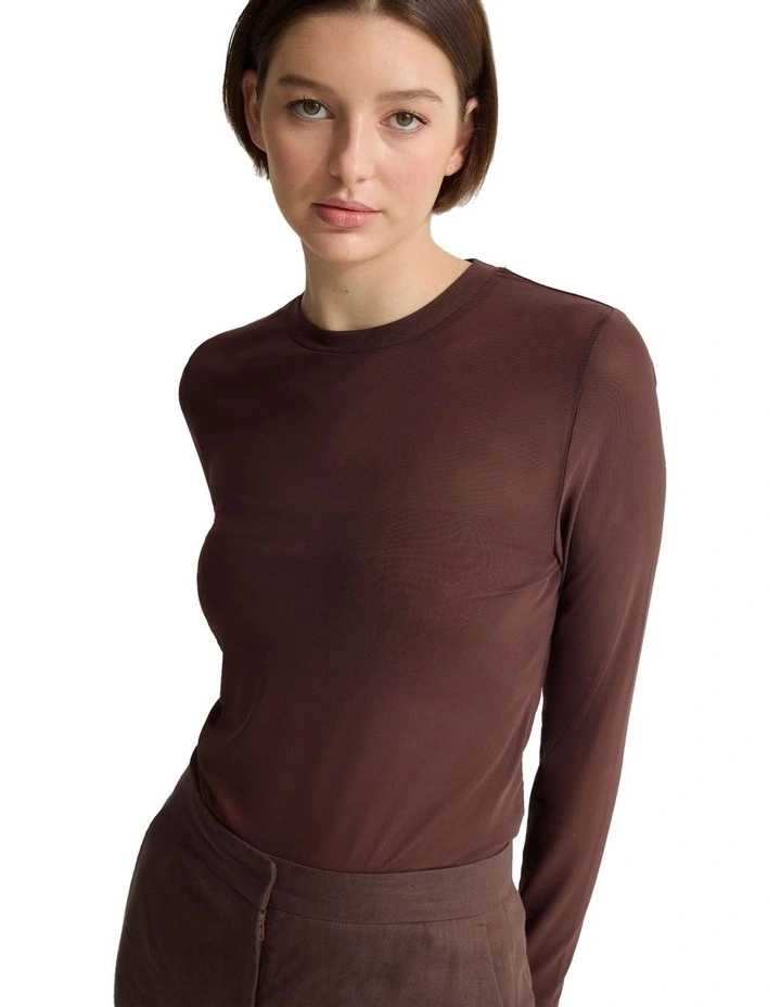 Camilla Mesh Top in Chocolate image 4
