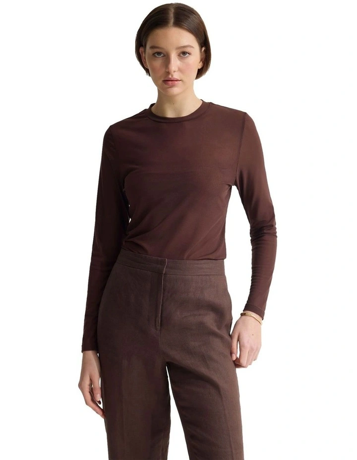 Camilla Mesh Top in Chocolate image 5