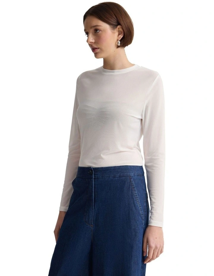 Camilla Mesh Top in Ecru image 3