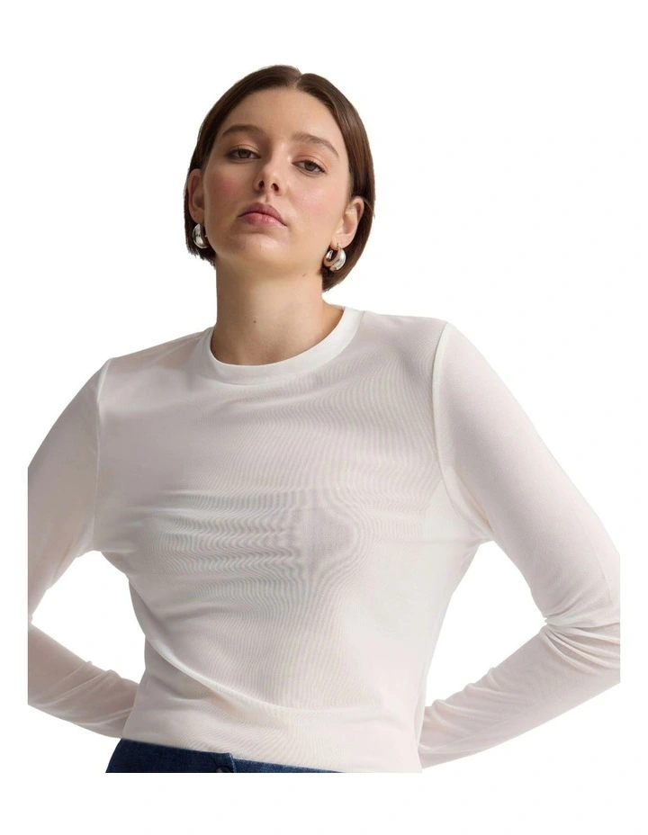 Camilla Mesh Top in Ecru image 4