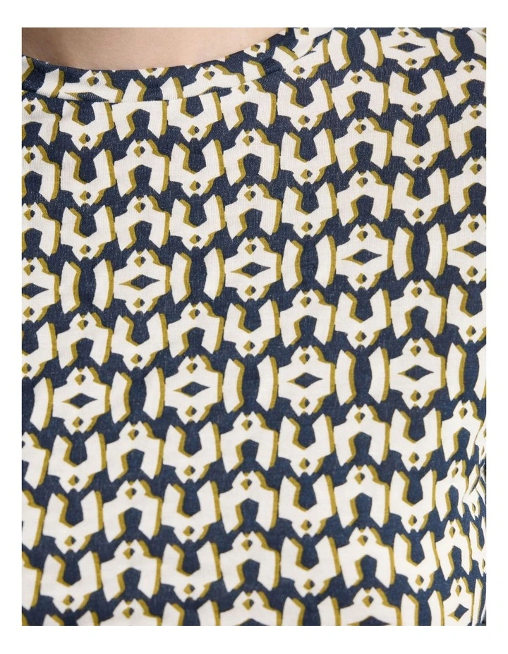 Imogen Printed Jersey Top in Navy image 6