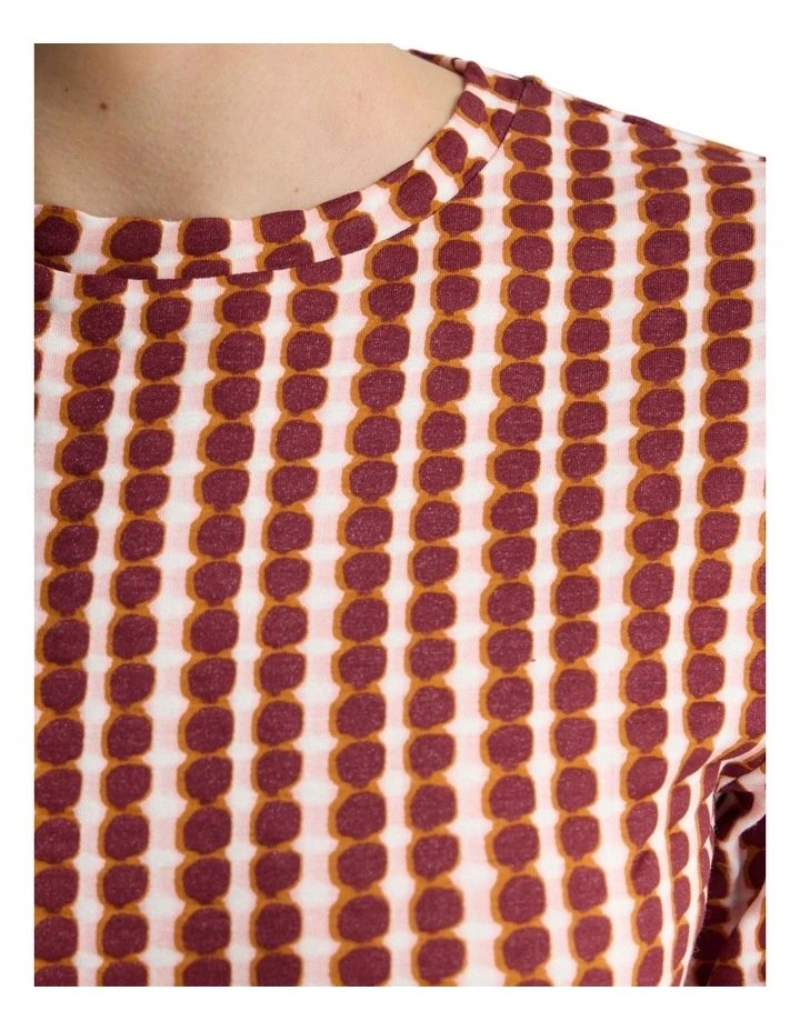 Imogen Printed Jersey Top in Tan image 6