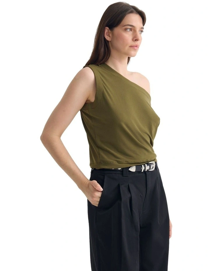 Edi Jersey Top in Green image 3
