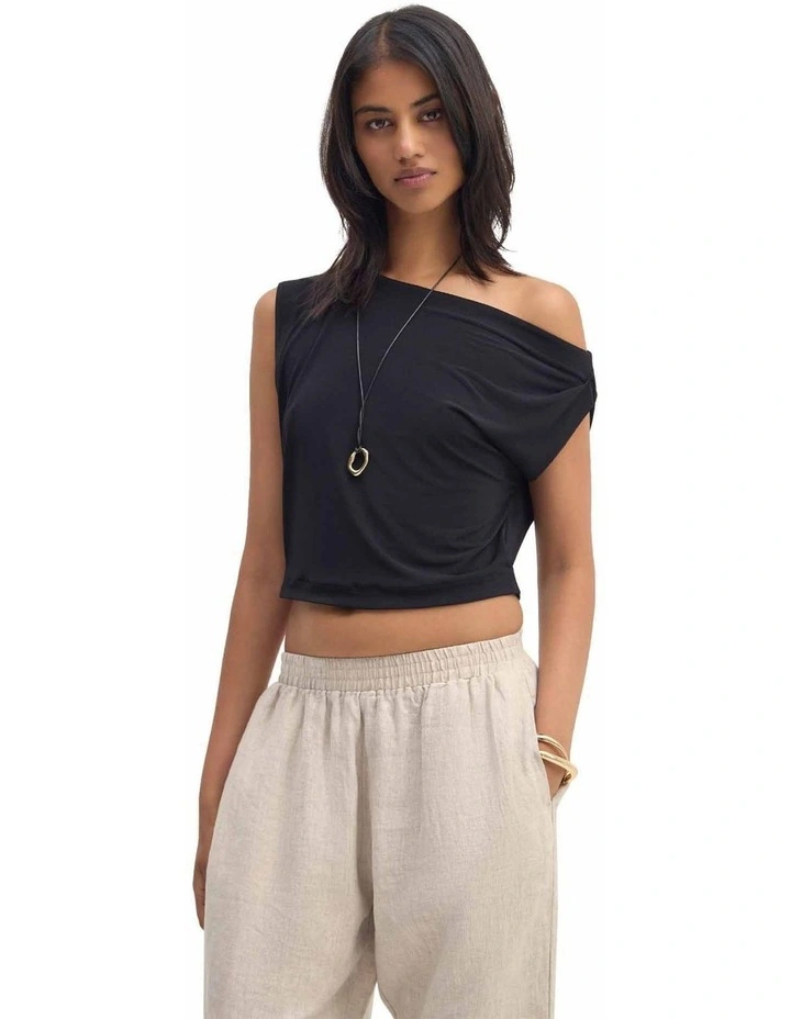 Edi Jersey Top in Black image 3