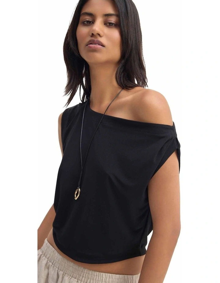 Edi Jersey Top in Black image 4