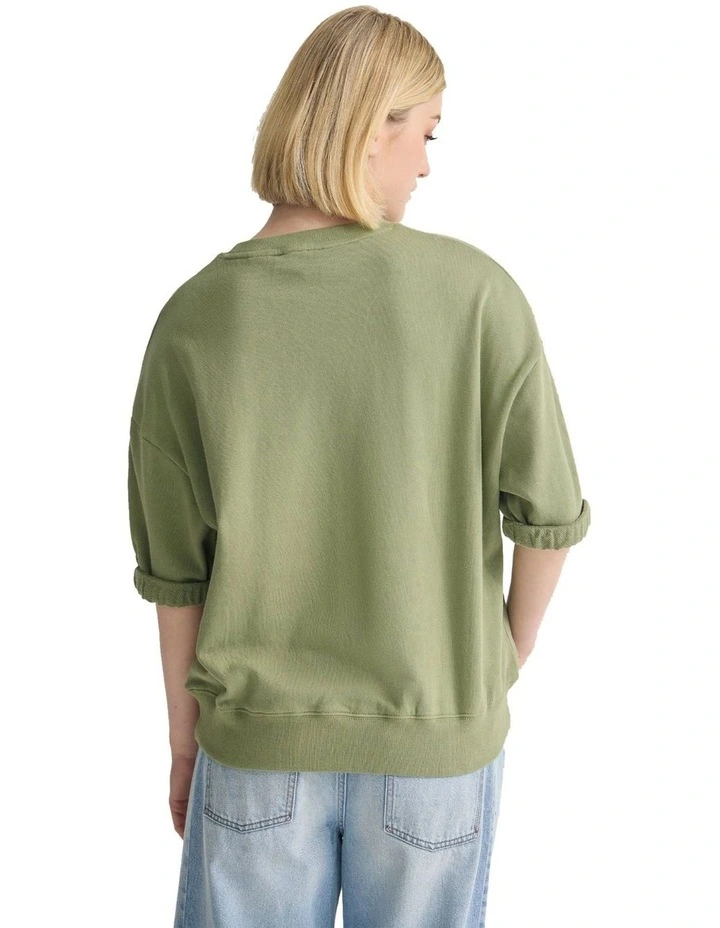 Maeve French Terry Top in Green image 2