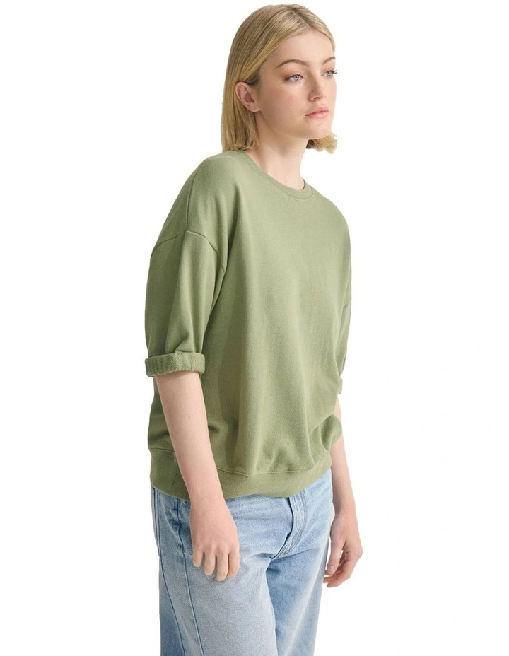Maeve French Terry Top in Green image 3