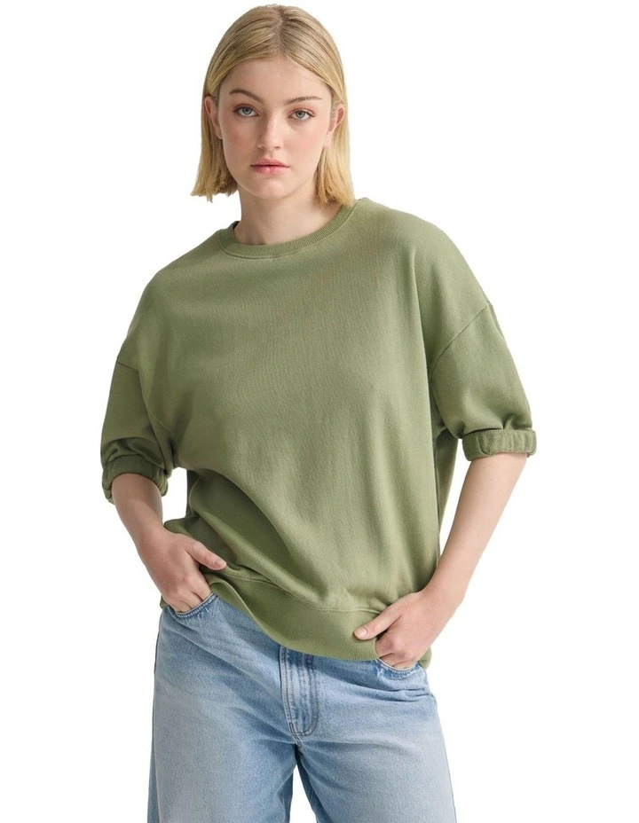 Maeve French Terry Top in Green image 5