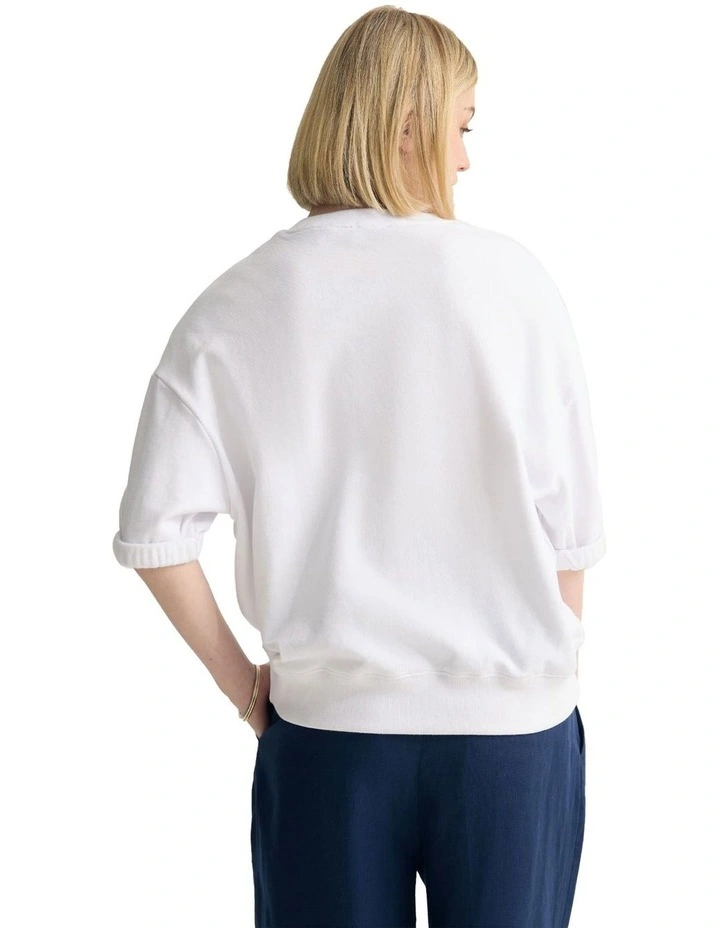 Maeve French Terry Top in Off White image 2