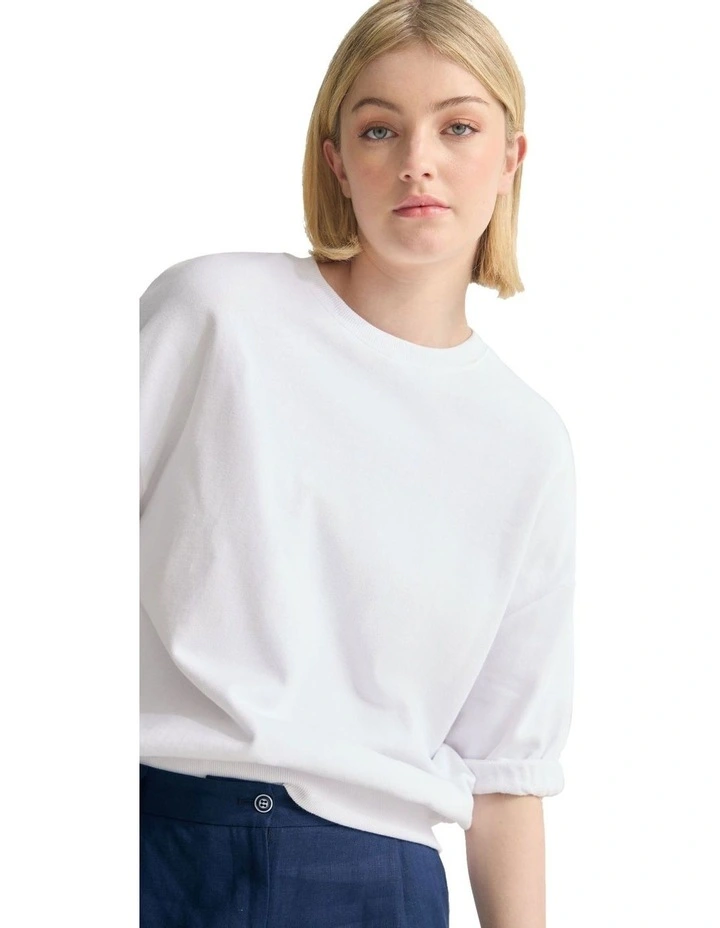 Maeve French Terry Top in Off White image 4