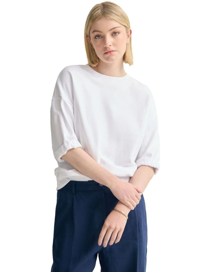 Maeve French Terry Top in Off White image 5