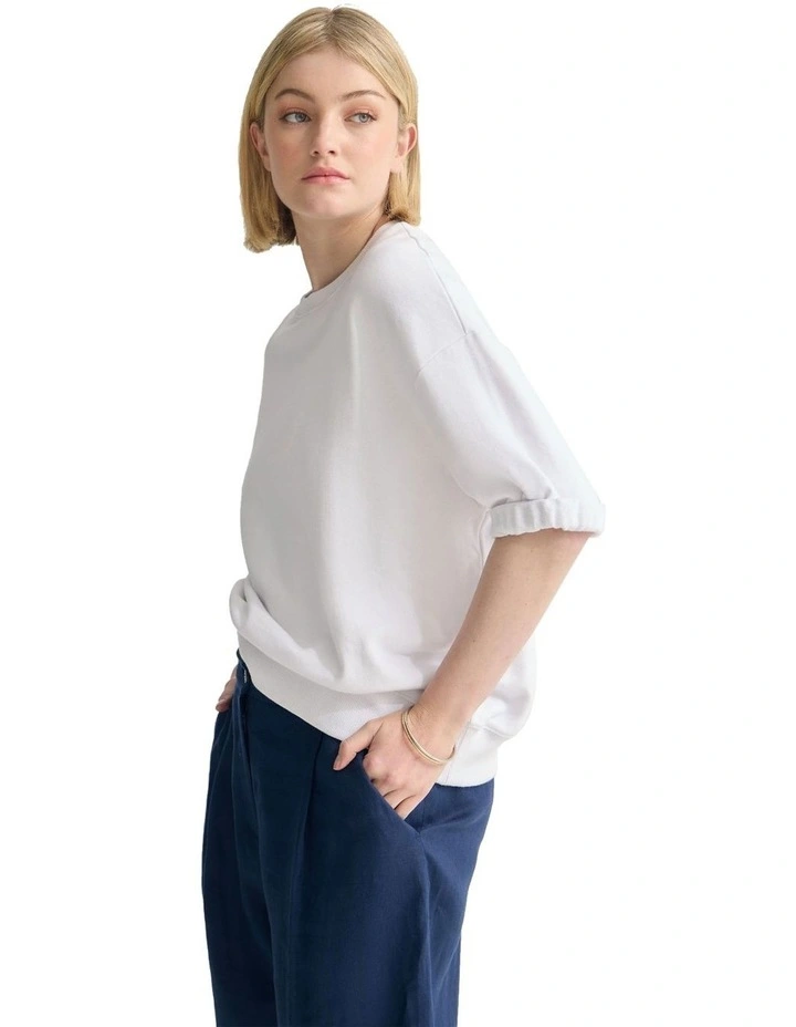 Maeve French Terry Top in Off White image 7