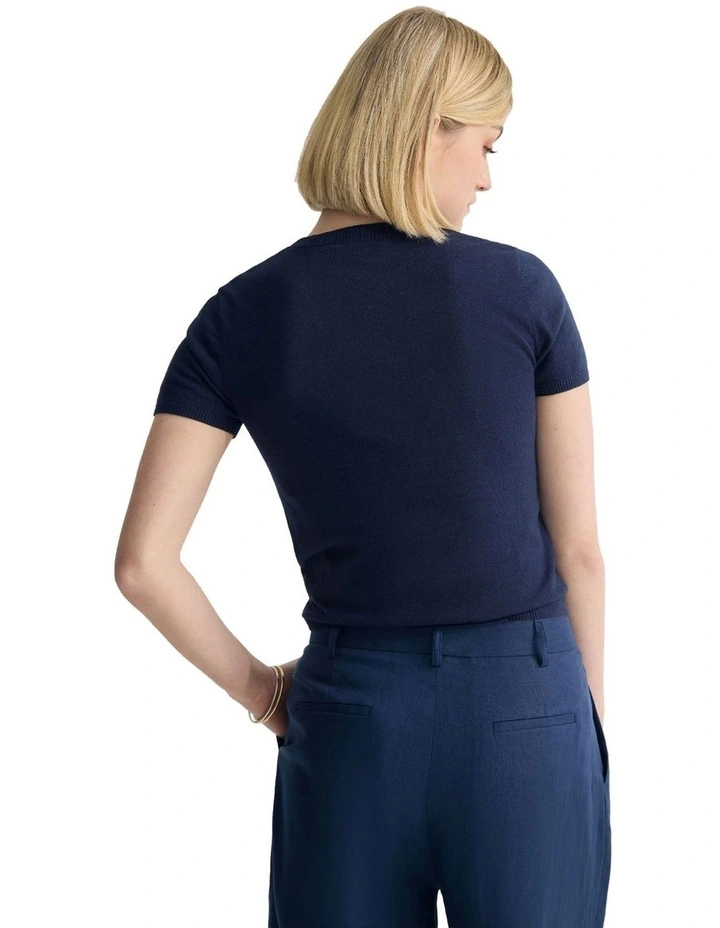 Olivia Crop Cashmere Knit in Navy image 2