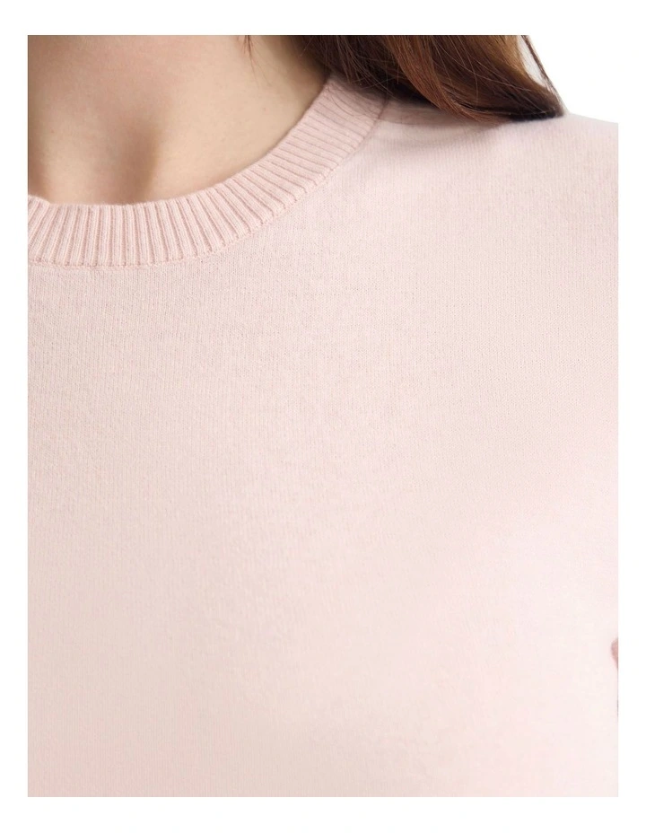Olivia Crop Cashmere Knit Jumper in Pink image 6