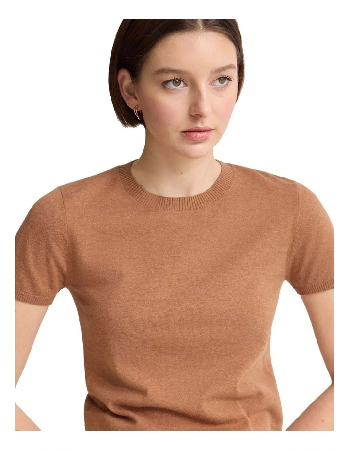 Olivia Crop Cashmere Knit in Mocha image 4