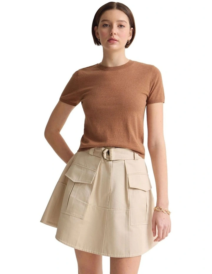 Olivia Crop Cashmere Knit in Mocha image 5