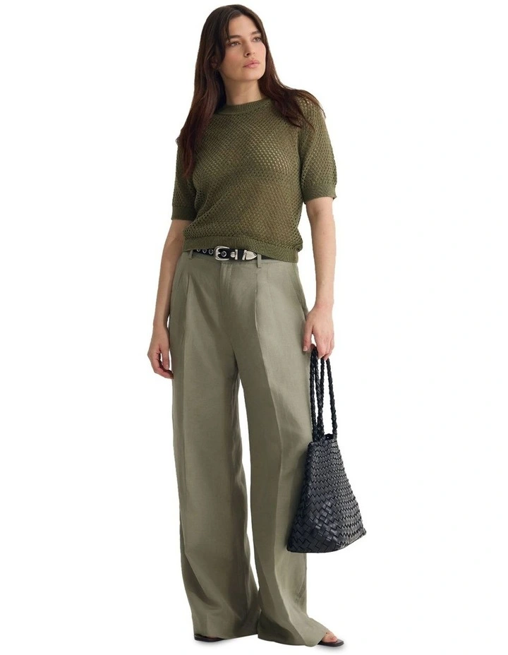 Luna Cotton Knit Top in Olive image 1