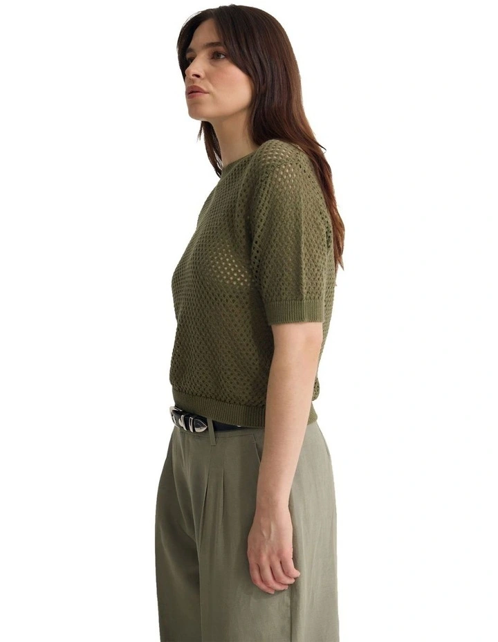 Luna Cotton Knit Top in Olive image 3