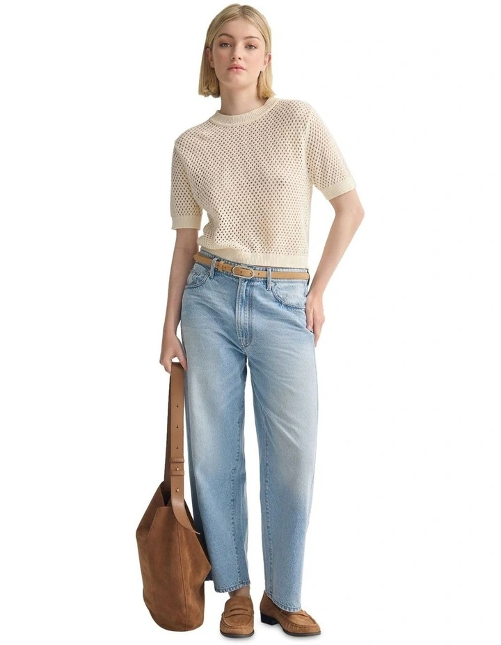 Luna Cotton Knit Top in Ivory image 1