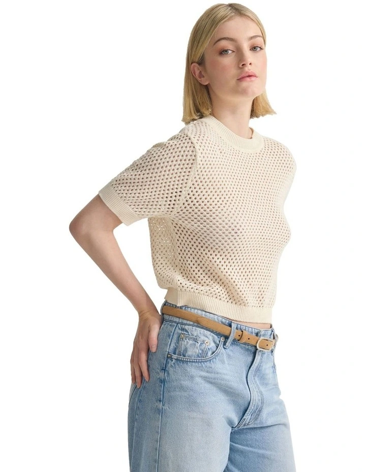 Luna Cotton Knit Top in Ivory image 3